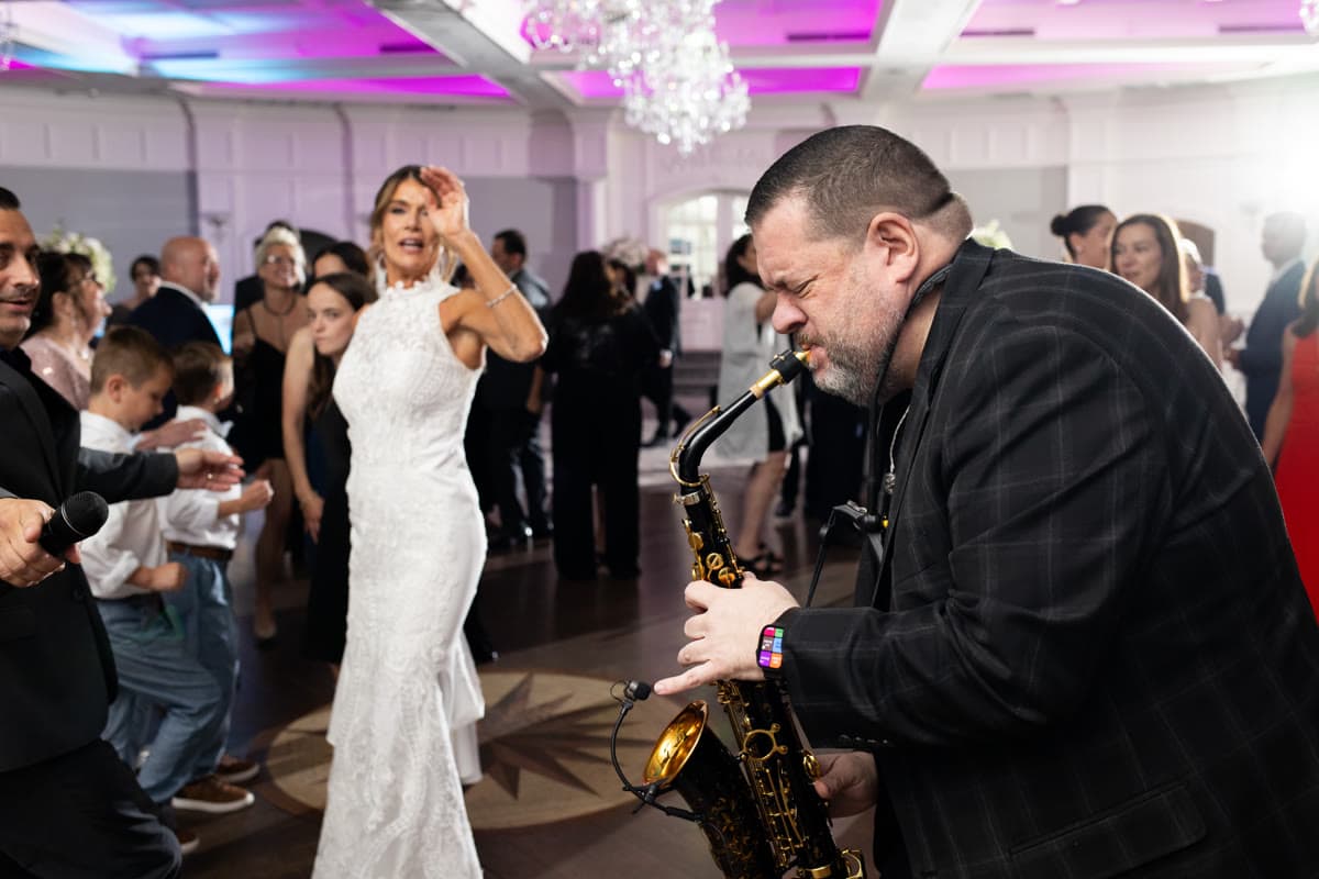 Wedding reception saxophone performance